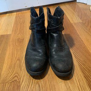 FRYE Black Leather Cross Strap Leather Boots - Size 9.5